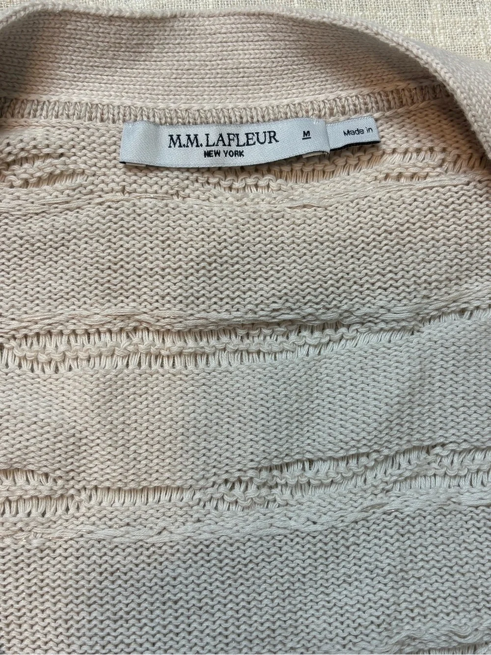 M.M.LaFleur The Cookie Cardigan Drift Knit Size M Moonbeam Organic Cotton